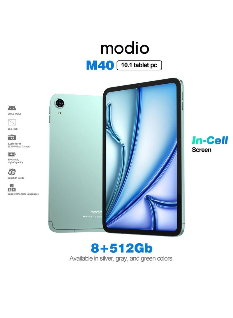 modio M40 10.1inch Tablet Pc, 8GB RAM+512GB ROM Green  - Image 1