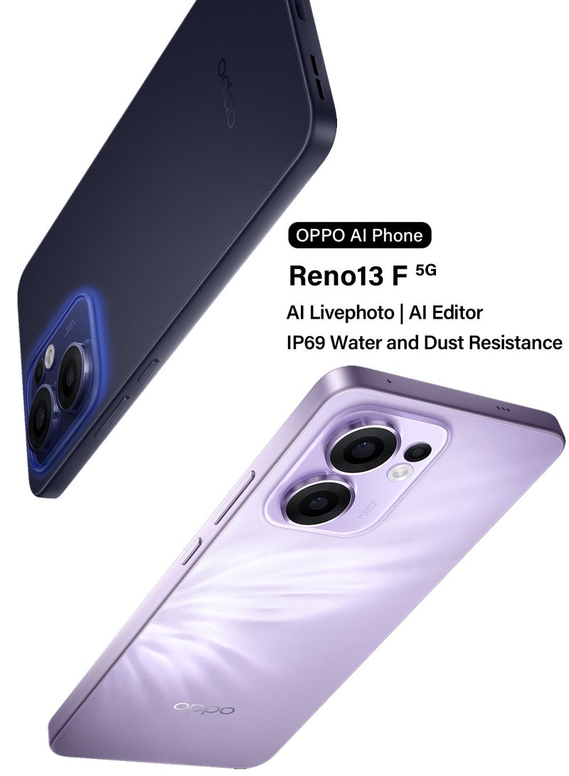 أوبو Reno13 F 5G Dual SIM 12GB RAM 256GB Skyline Blue 5800mAh Large Battery IP69 Waterproof AI Smartphone - Middle East Version  - Image 5