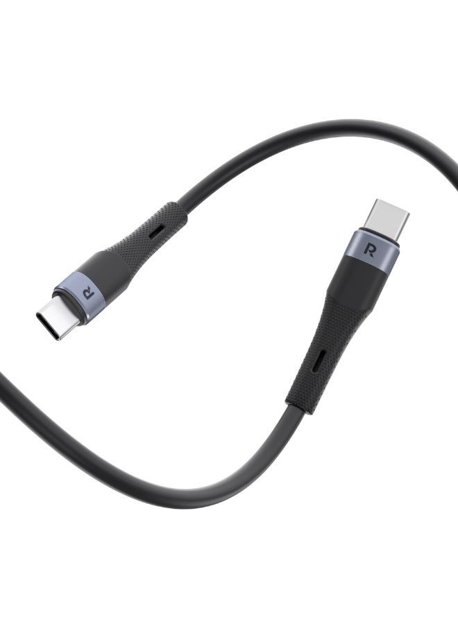 RAVPOWER 60W USB-C to USB-C Charging Cable 1M (3.3ft), Liquid Silicone + Aluminum, 20,000+ Bend Lifespan, Case Compatibility, CB1038 Black  - Image 3