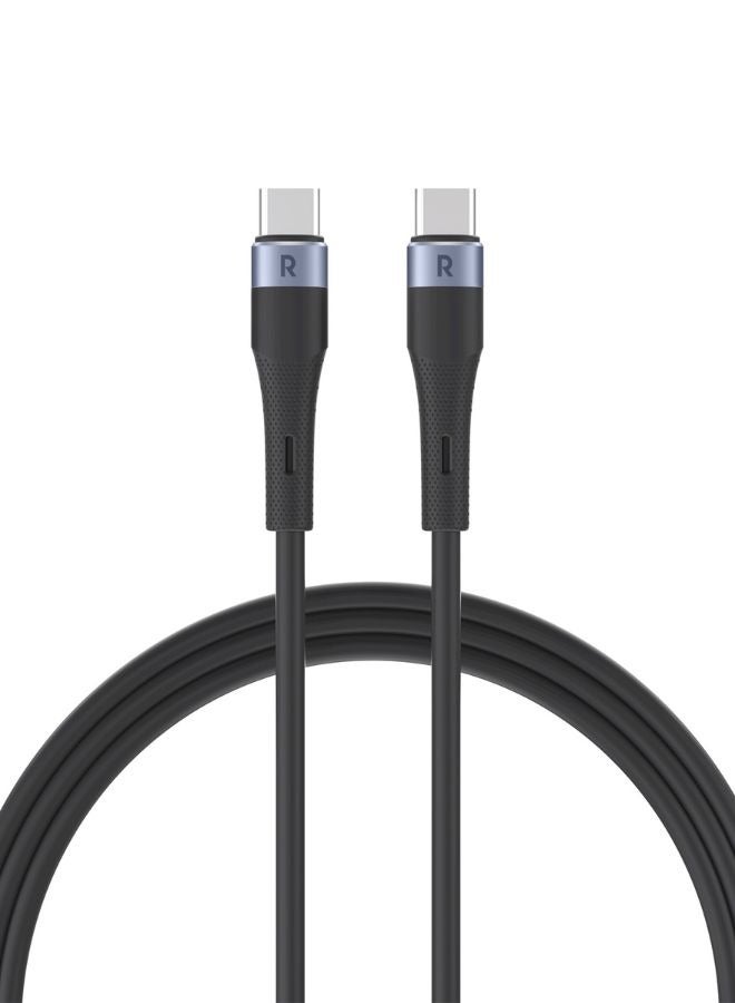 RAVPOWER 60W USB-C to USB-C Charging Cable 1M (3.3ft), Liquid Silicone + Aluminum, 20,000+ Bend Lifespan, Case Compatibility, CB1038 Black  - Image 2