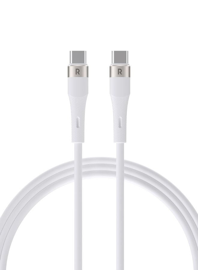 RAVPOWER 60W USB-C to USB-C Charging Cable 1M (3.3ft), Liquid Silicone + Aluminum, 20,000+ Bend Lifespan, Case Compatibility, CB1038 White  - Image 1