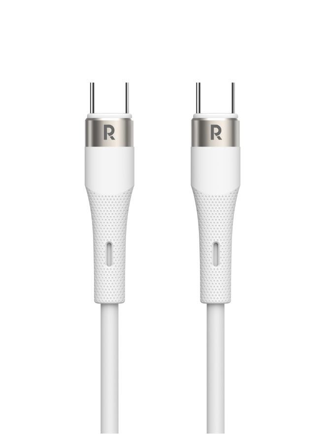 RAVPOWER 60W USB-C to USB-C Charging Cable 1M (3.3ft), Liquid Silicone + Aluminum, 20,000+ Bend Lifespan, Case Compatibility, CB1038 White  - Image 2