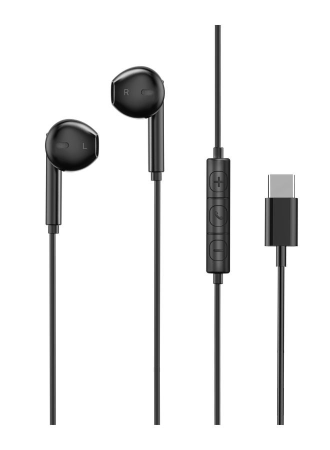 RAVPOWER - Stereo Earphone with Type-C Connector & In-Line Remote, HiFi Sound, Crystal Clear Calls, Ergonomic Fit, 1.2M Tangle-Free Cable, Silicone Storage Bag, BH1006 Black - Image 1