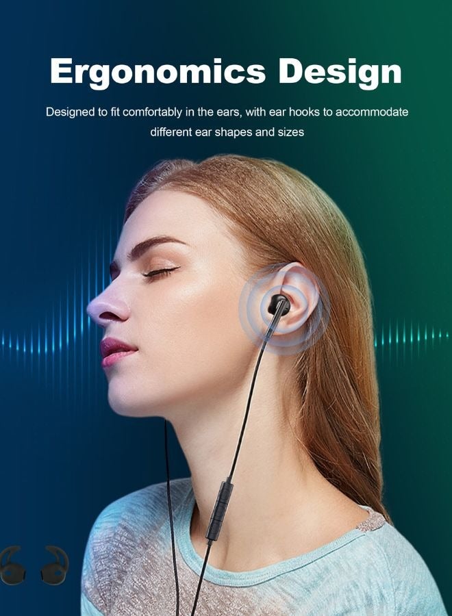 RAVPOWER - Stereo Earphone with Type-C Connector & In-Line Remote, HiFi Sound, Crystal Clear Calls, Ergonomic Fit, 1.2M Tangle-Free Cable, Silicone Storage Bag, BH1006 Black - Image 1