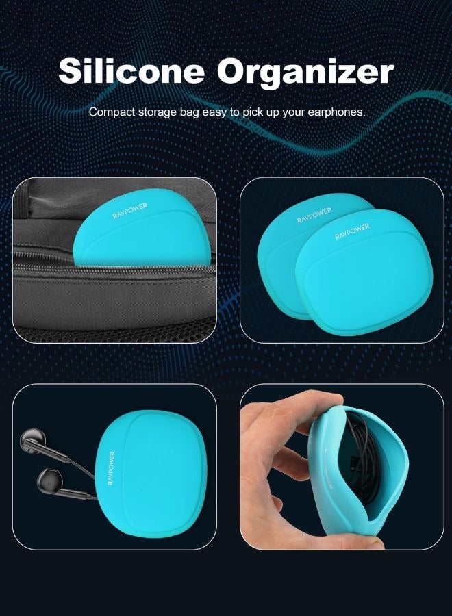 RAVPOWER - Stereo Earphone with Type-C Connector & In-Line Remote, HiFi Sound, Crystal Clear Calls, Ergonomic Fit, 1.2M Tangle-Free Cable, Silicone Storage Bag, BH1006 Black - Image 1