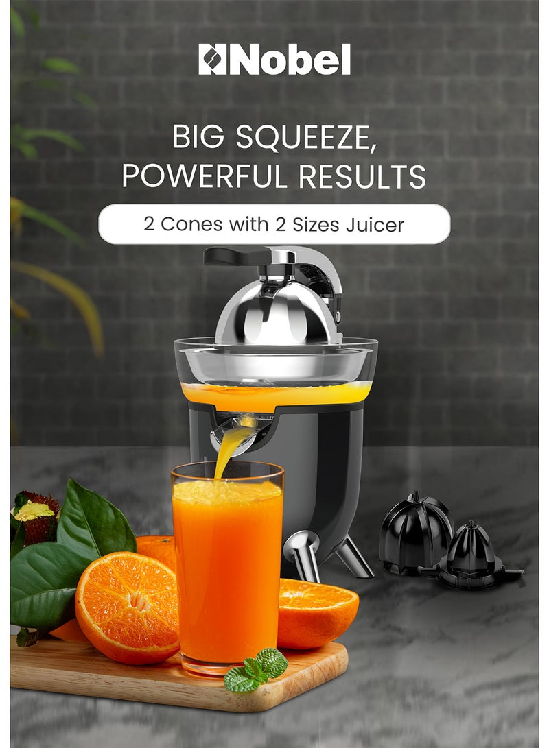 نوبل Nobel Citrus Juicer – High-Performance, 160W Durable, and Ergonomic Electric Juicer with Dual Cones, Quiet Operation, and Easy Maintenance NJ416 160 W NJ416 Black  - Image 2