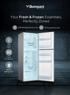 Bompani 410L Gross Capacity, 298L Net Capacity Double Door NoFrost Refrigerator with LED Interior Lamp, R600a Refrigerant, Electronic Control System, Glass Shelves — Energy-Efficient Cooling Solution in Dark Silver for Modern Homes and Kitchens 473 kW BR410S Dark Silver  - Image 3
