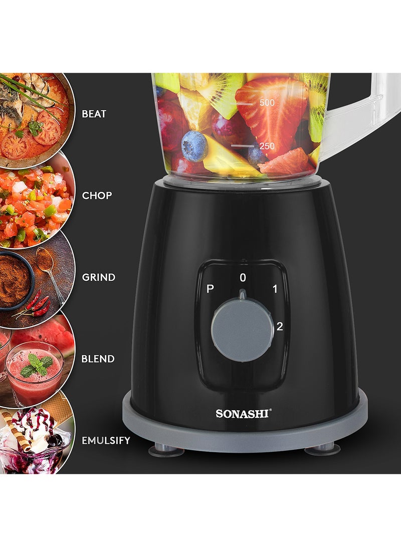 SONASHI - 2 In 1 Blender With 2 Speed Settings and Pulse - Spice Grinding, Smoothie Making, And Juicing 350 Watts | Unbreakable Blender Jars With Stainless Steel Blades | Safety Lock System 1.8 L 350 W SB-162 Black - Image 1