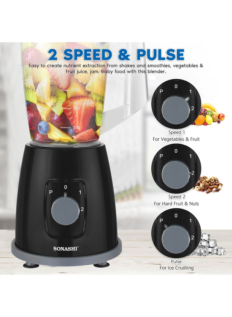 SONASHI - 2 In 1 Blender With 2 Speed Settings and Pulse - Spice Grinding, Smoothie Making, And Juicing 350 Watts | Unbreakable Blender Jars With Stainless Steel Blades | Safety Lock System 1.8 L 350 W SB-162 Black - Image 1