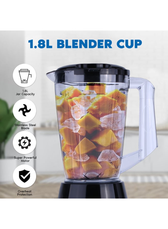SONASHI 2-in-1 Powerful Blender – 1.8L Unbreakable Jar with Grinding Cup | Stainless Steel Blades with Pulse Control | Heavy-Duty Motor with Overheat Protection | 2-Speed Settings | Durable Kitchen Appliance for Blending, Grinding & Mincing | SB-162 600W Black 1.8 L 350 W SB-162 Black - Image 2