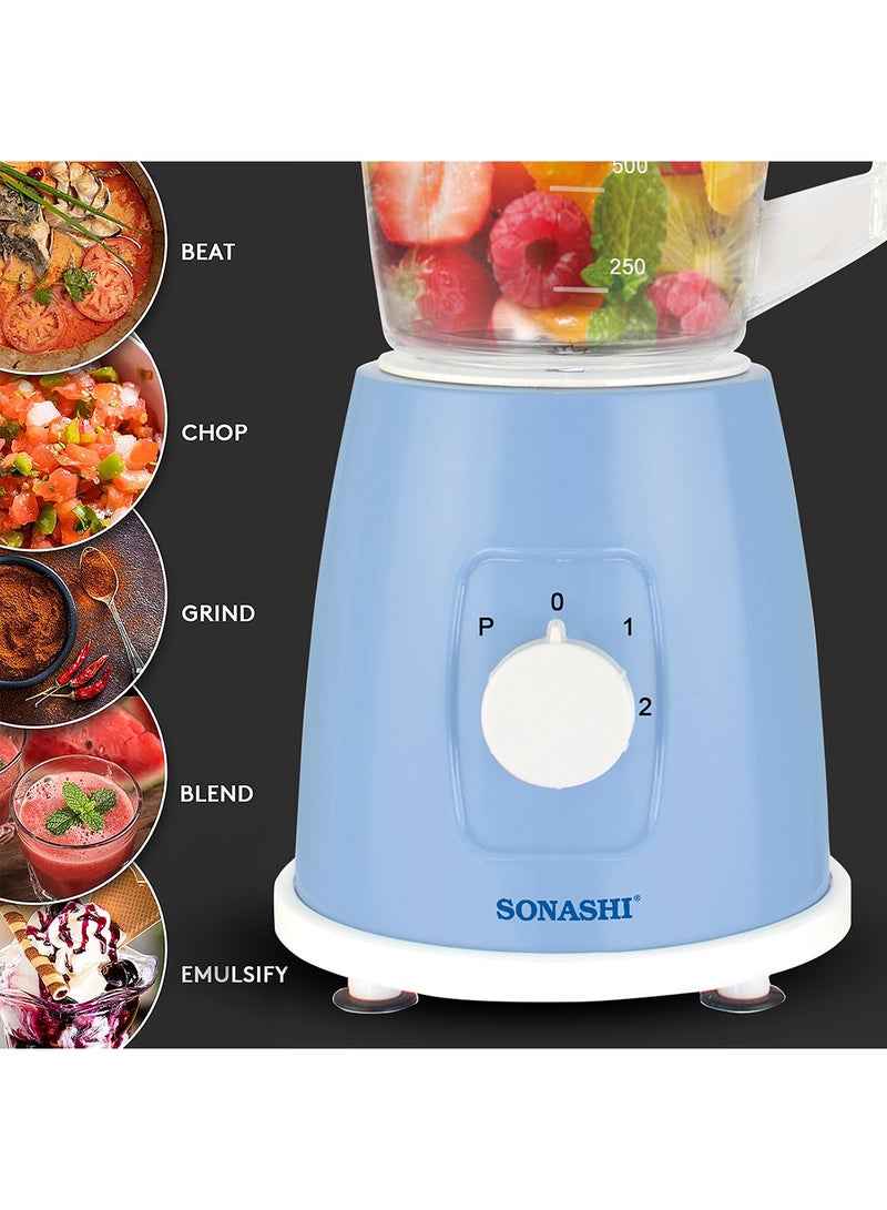 SONASHI - 2 In 1 Blender With 2 Speed Settings and Pulse - Spice Grinding, Smoothie Making, And Juicing 350 Watts | Unbreakable Blender Jars With Stainless Steel Blades | Safety Lock System 1.8 L 350 W SB-162 Blue - Image 1