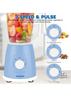 SONASHI 2 In 1 Blender With 2 Speed Settings and Pulse - Spice Grinding, Smoothie Making, And Juicing 350 Watts | Unbreakable Blender Jars With Stainless Steel Blades | Safety Lock System 1.8 L 350 W SB-162 Blue  - Image 3