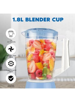 SONASHI 2 In 1 Blender With 2 Speed Settings and Pulse - Spice Grinding, Smoothie Making, And Juicing 350 Watts | Unbreakable Blender Jars With Stainless Steel Blades | Safety Lock System 1.8 L 350 W SB-162 Blue  - Image 2