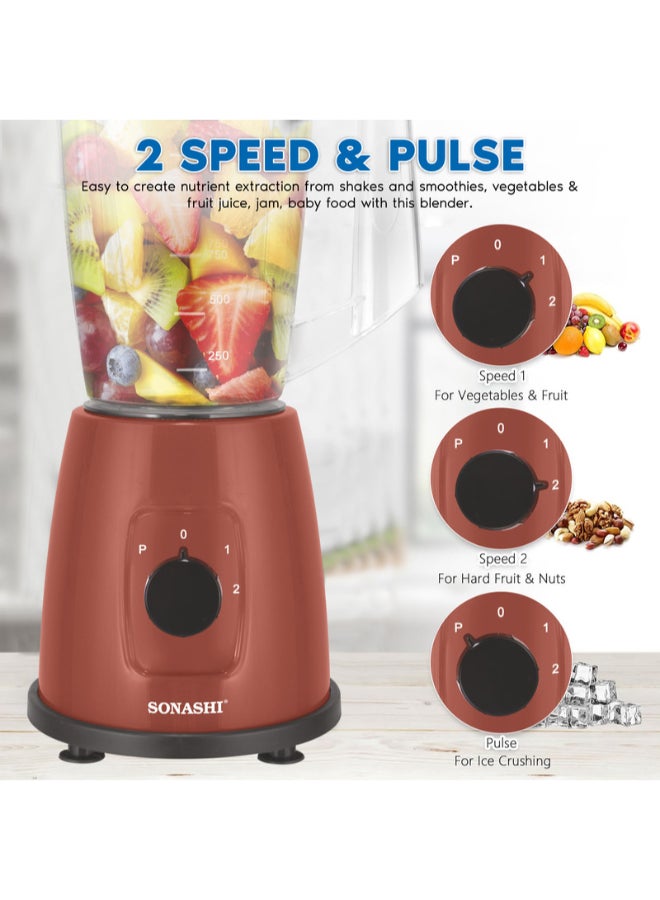 SONASHI 2-in-1 Powerful Blender – 1.8L Unbreakable Jar with Grinding Cup | Stainless Steel Blades with Pulse Control | Heavy-Duty Motor with Overheat Protection | 2-Speed Settings | Durable Kitchen Appliance for Blending, Grinding & Mincing | SB-162 600W Red 1.8 L 350 W SB-162 Blue - Image 3