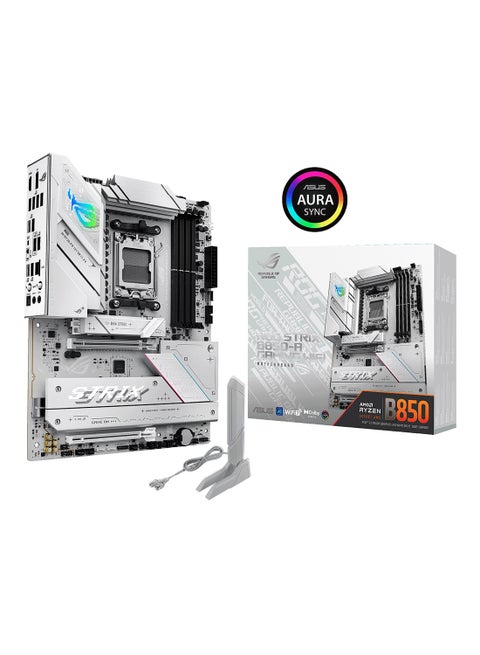 ROG STRIX B850-A GAMING Wi-Fi Motherboard | AMD AM5 Socket, B850 Chipset, 4 x DIMM DDR5 Slots (Up to 192GB, 8000+ MT/s OC), PCIe 5.0 x16, Wi-Fi 7, 2.5Gb Ethernet, 4 x M.2 Slots, USB 20Gbps Type-C, SupremeFX ALC4080 Audio, Aura Sync RGB Lighting, AI Networking II, BIOS FlashBack, ATX Form Factor | 90MB1J50-M0EAY0 White