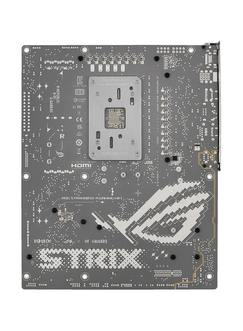 أسوس - ROG STRIX B850-A GAMING Wi-Fi Motherboard | AMD AM5 Socket, B850 Chipset, 4 x DIMM DDR5 Slots (Up to 192GB, 8000+ MT/s OC), PCIe 5.0 x16, Wi-Fi 7, 2.5Gb Ethernet, 4 x M.2 Slots, USB 20Gbps Type-C, SupremeFX ALC4080 Audio, Aura Sync RGB Lighting, AI Networking II, BIOS FlashBack, ATX Form Factor | 90MB1J50-M0EAY0 White - Image 1
