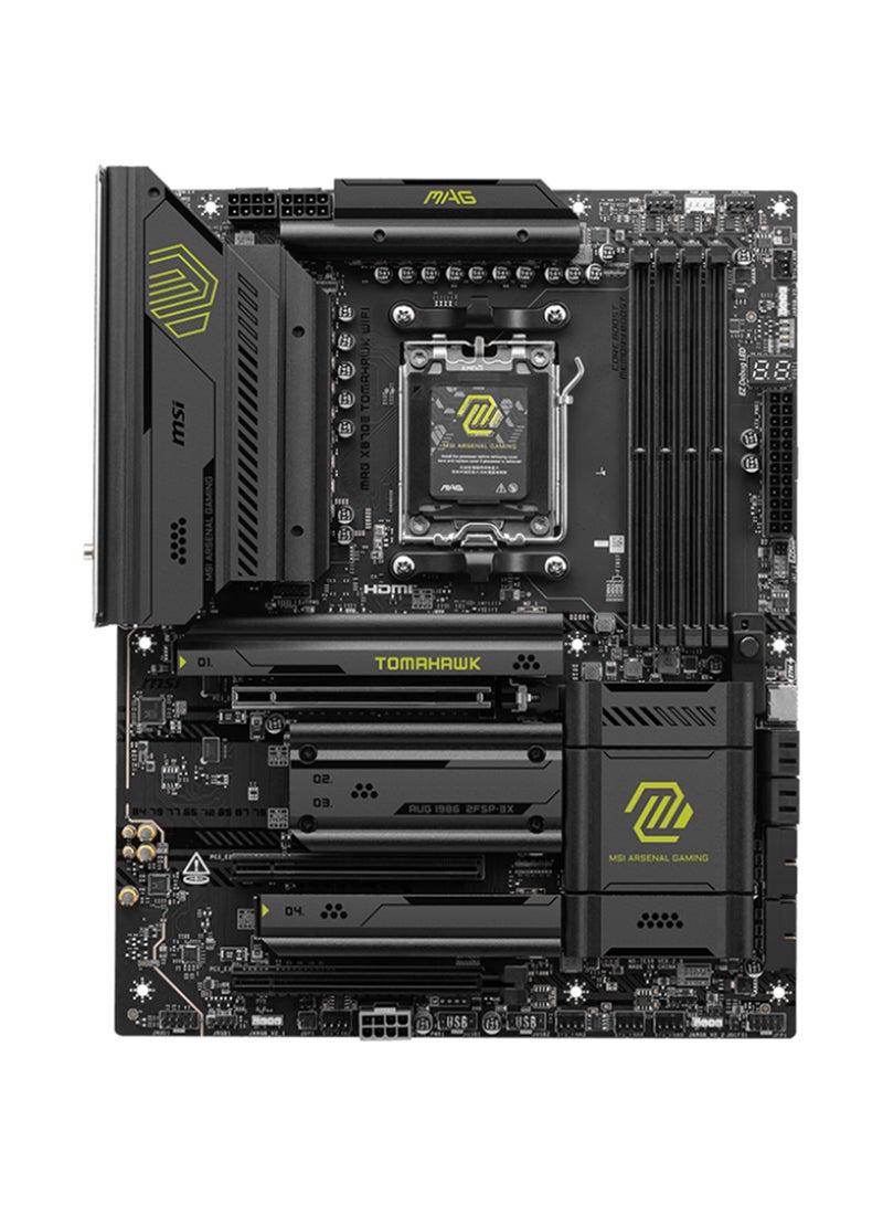 MSI MAG X870E TOMAHAWK Wi-Fi ATX Motherboard, AMD X870E Chipset, Socket AM5, Supports AMD Ryzen™ 9000/8000/7000 Series, 4x DDR5 UDIMM Slots (Up to 256GB), DDR5 Memory Support up to 8400+ MT/s, PCIe 5.0 x16, 4x M.2, 5G LAN, Wi-Fi 7, Bluetooth 5.4, 32-bit/384kHz Audio, USB 40Gbps Type-C, 8K HDMI™, 4x EZ Debug LEDs | 911-7E59-002 Black  - Image 2