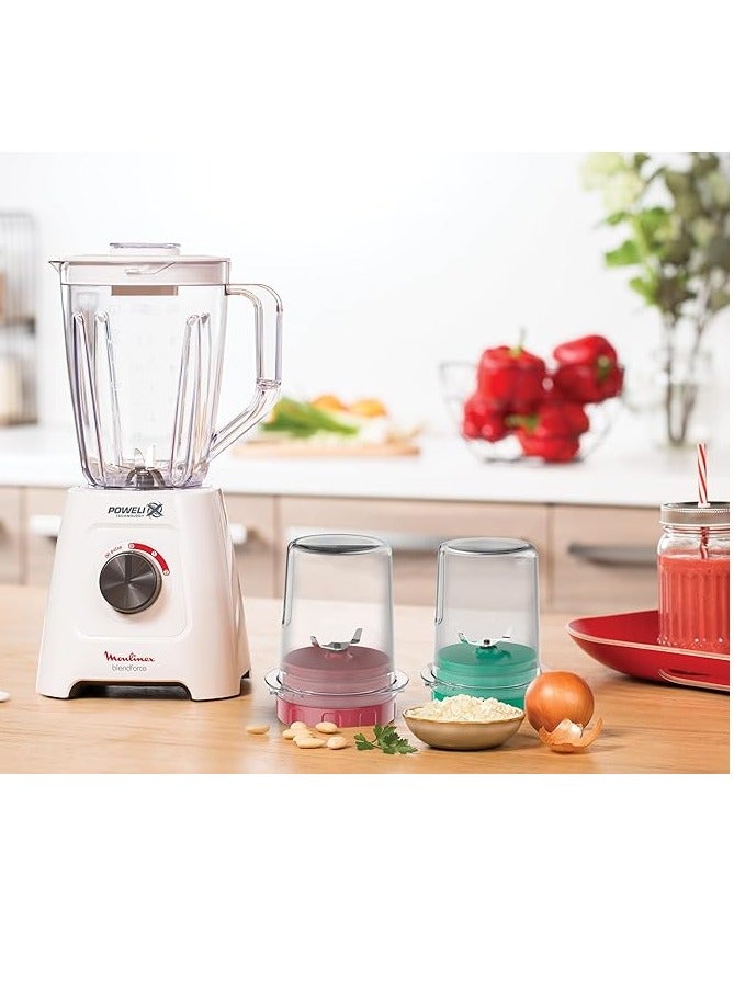 Moulinex - Blend force Blender 800 Watt 2 Liters (1.25L Net) Grinder and Chopper White LM4231EG. 1.25 L 800 W LM4231EG White - Image 1