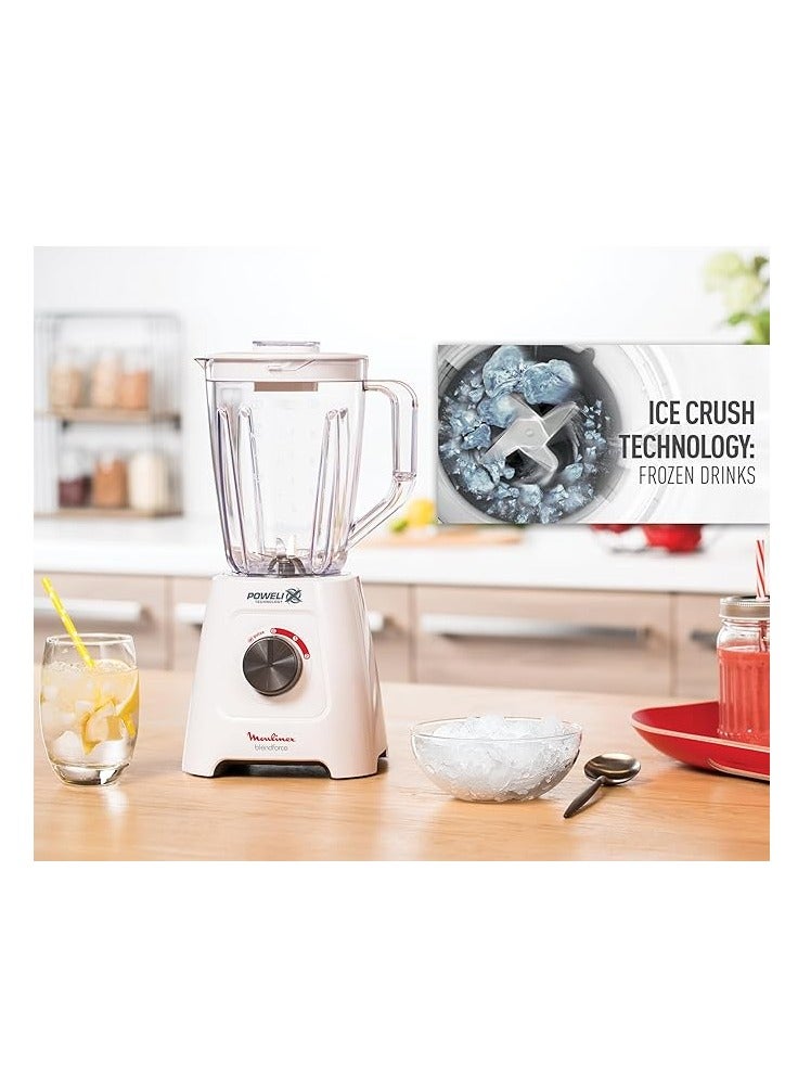 Moulinex - Blend force Blender 800 Watt 2 Liters (1.25L Net) Grinder and Chopper White LM4231EG. 1.25 L 800 W LM4231EG White - Image 1