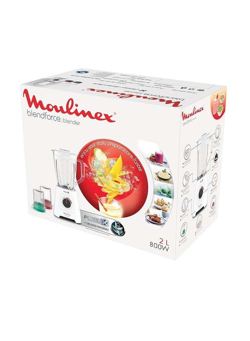 Moulinex - Blend force Blender 800 Watt 2 Liters (1.25L Net) Grinder and Chopper White LM4231EG. 1.25 L 800 W LM4231EG White - Image 1