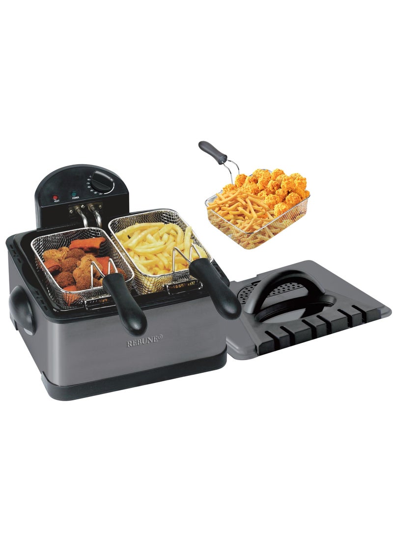 REBUNE Electric Deep Fryer - for Faster Frying & Perfect Crispiness 4 L 2000 W RE-11-062 BLACK  - Image 1