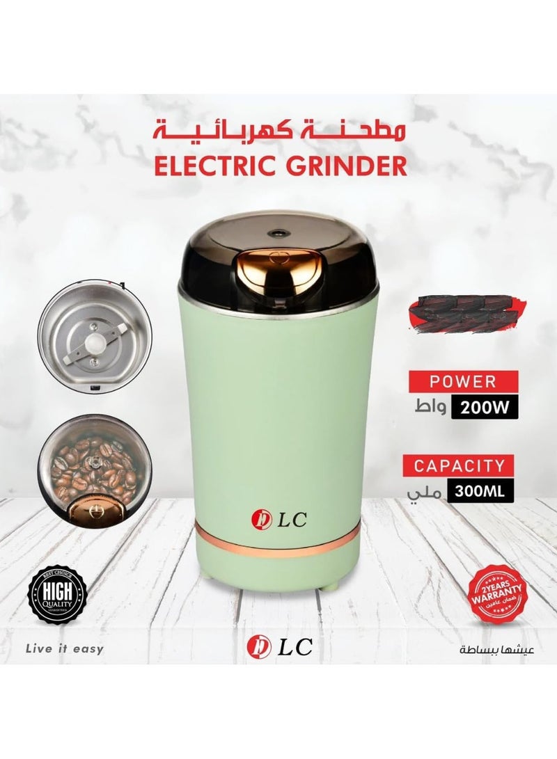 دي إل سي  مطحنة قهوة كهربائية وخلاط، 200 واط، وظيفة 2 في 1، أخضر نعناعي - Image 2