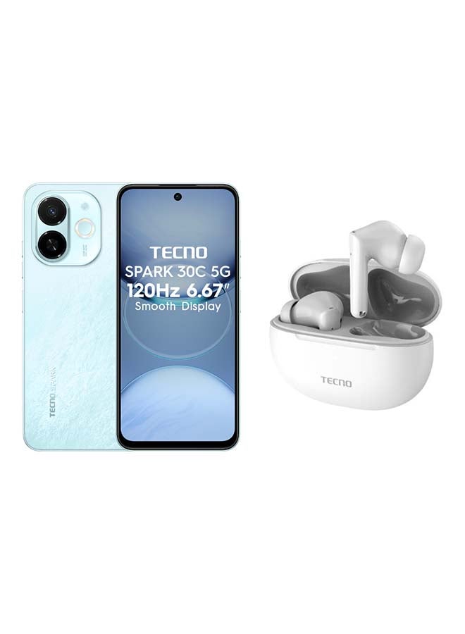 TECNO - Spark 30C Dual SIM Azure Sky 4+4GB RAM 128GB 5G - Middle East Version With Tecno Buds 3 TWS Stereo - Image 1