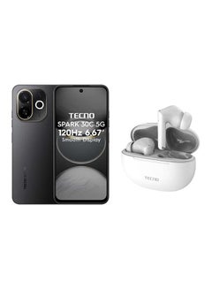 تكنو Spark 30C Dual SIM Midnight Shadow 4+4GB RAM 128GB 5G - Middle East Version With Tecno Buds 3 TWS Stereo  - Image 1