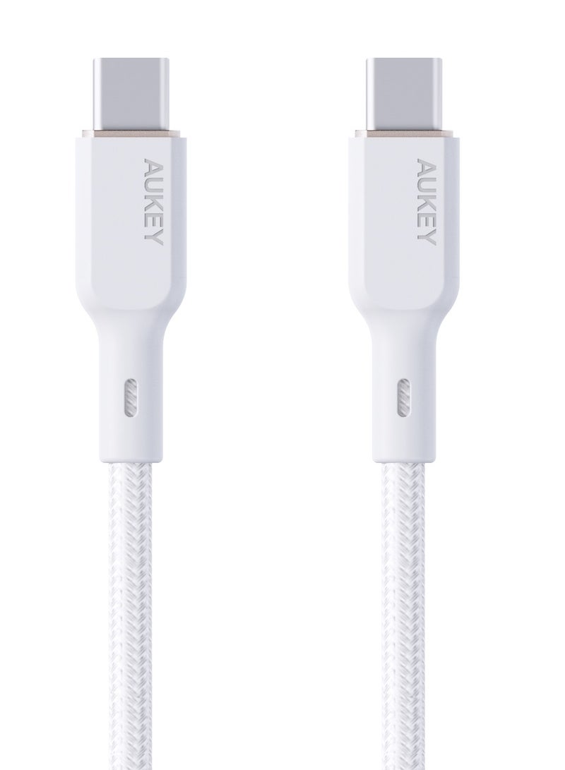 AUKEY 1.8m 100W Nylon Braided USB-C to USB-C Cable with Kevlar Core (White) - Image 3