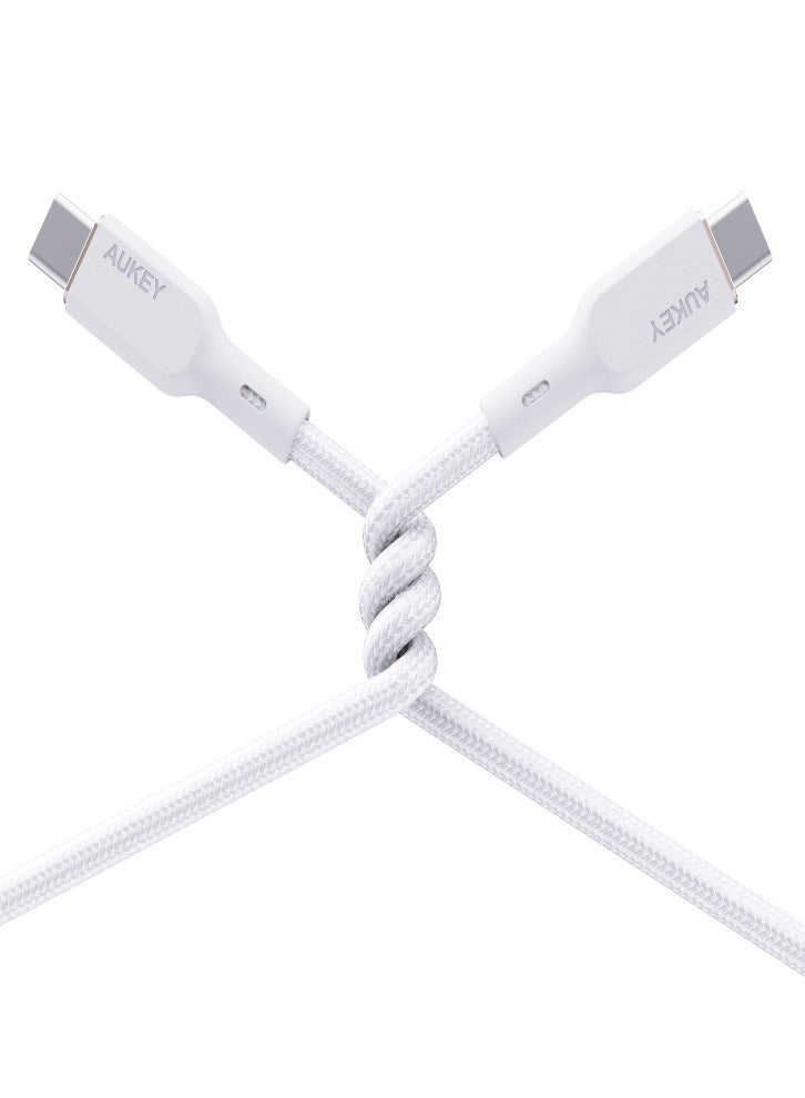 AUKEY 1.8m 100W Nylon Braided USB-C to USB-C Cable with Kevlar Core (White) - Image 5