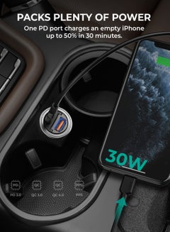 Aukey AUKEY PD Nano Car Charger 30W 2-Port USB-A & USB-C A3 Silver  - Image 5