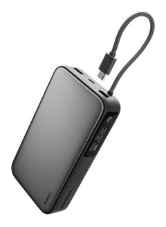 أوكي AUKEY 20,000mAh, 100W Output 65W input PD, with Built-in USB-C Cable Compact Fast Charging Power Bank, Gray.  - Image 1