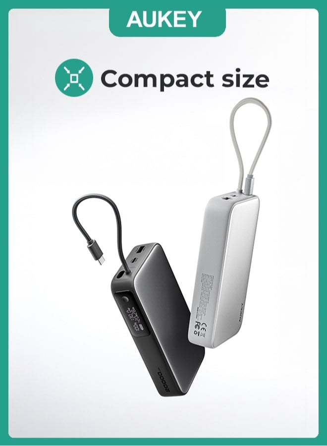 AUKEY 20,000mAh, 100W Output 65W input PD, with Built-in USB-C Cable Compact Fast Charging Power Bank, Gray. - Image 4