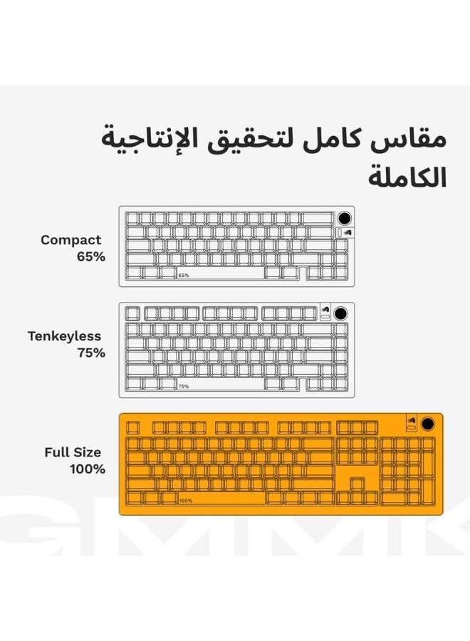 جلوريوس لوحة مفاتيح الألعاب الميكانيكية المخصصة GMMK 3 من Glorious Gaming مع مقبض، حجم كامل 100%، نظام حشوة قابل للتعديل، مفاتيح PBT مزدوجة الطباعة، لوحة مفاتيح من الألمنيوم، مفاتيح قابلة للتبديل 3 و 5 دبابيس، عربية (سوداء) - Image 5