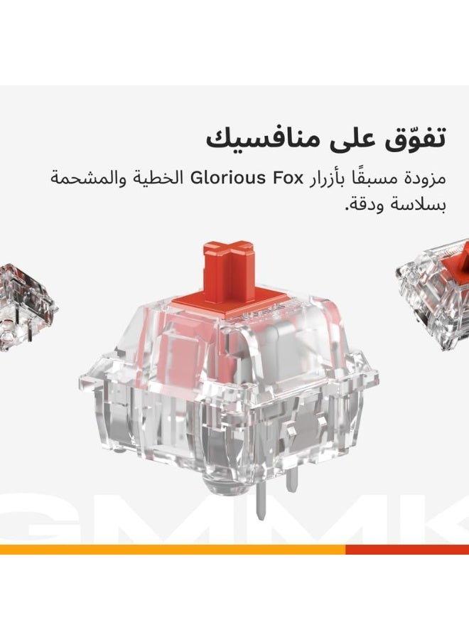 جلوريوس لوحة مفاتيح الألعاب الميكانيكية المخصصة GMMK 3 من Glorious Gaming مع مقبض، حجم كامل 100%، نظام حشوة قابل للتعديل، مفاتيح PBT مزدوجة الطباعة، لوحة مفاتيح من الألمنيوم، مفاتيح قابلة للتبديل 3 و 5 دبابيس، عربية (سوداء) - Image 2