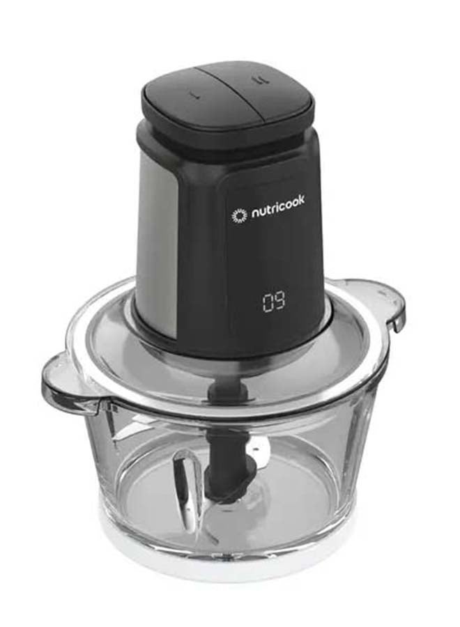 nutricook - Multi-Purpose Glass Chopper & Mincer, 500W, 1.2L with 4 SS Blade detachable System, Easy to Clean, Pulse Speed for Precision, Ice Crushing, Anti Slip Ring, 2-Year Warranty 1.2 L 500 W NC-CH1200 Black - Image 1