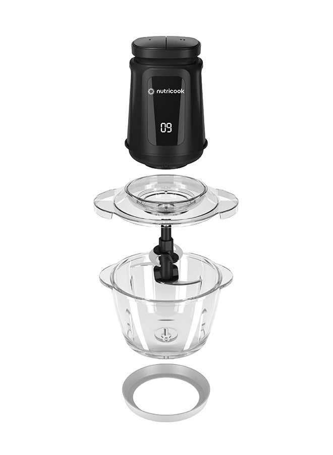 nutricook - Multi-Purpose Glass Chopper & Mincer, 500W, 1.2L with 4 SS Blade detachable System, Easy to Clean, Pulse Speed for Precision, Ice Crushing, Anti Slip Ring, 2-Year Warranty 1.2 L 500 W NC-CH1200 Black - Image 1