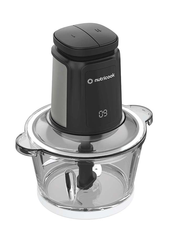 nutricook Choppi, Motor Body, Chopper Bowl Cover, 2x SS Blade Assembly, 2.0L Glass Chopper Bowl, 2.0L SS Chopper Bowl, 2x Anti-Slip Ring, User Manual, 2 L 500 W NC-CH2000 black - Image 5