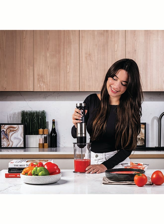 nutricook - Hand Blender 1200W DC motor with 20 variable speed, 700ml Beaker,500ml Chopping Bowl, Stainless Steel Blades, Whisk 4in1 Blend,Chop,Whisk,Froth 2-Year Warranty HB100ME Stainless Steel - Image 1