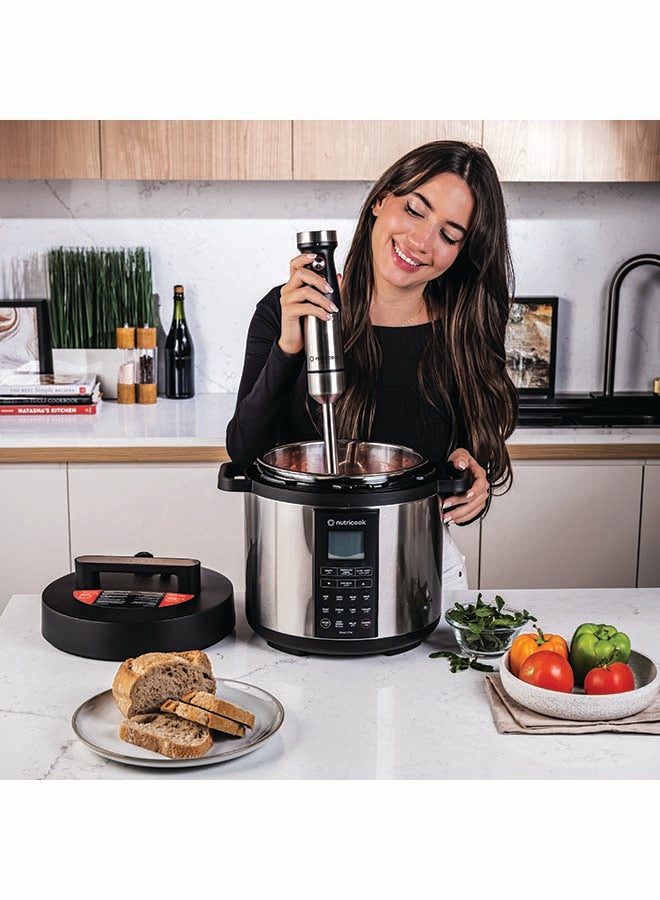 nutricook - Hand Blender 1200W DC motor with 20 variable speed, 700ml Beaker,500ml Chopping Bowl, Stainless Steel Blades, Whisk 4in1 Blend,Chop,Whisk,Froth 2-Year Warranty HB100ME Stainless Steel - Image 1