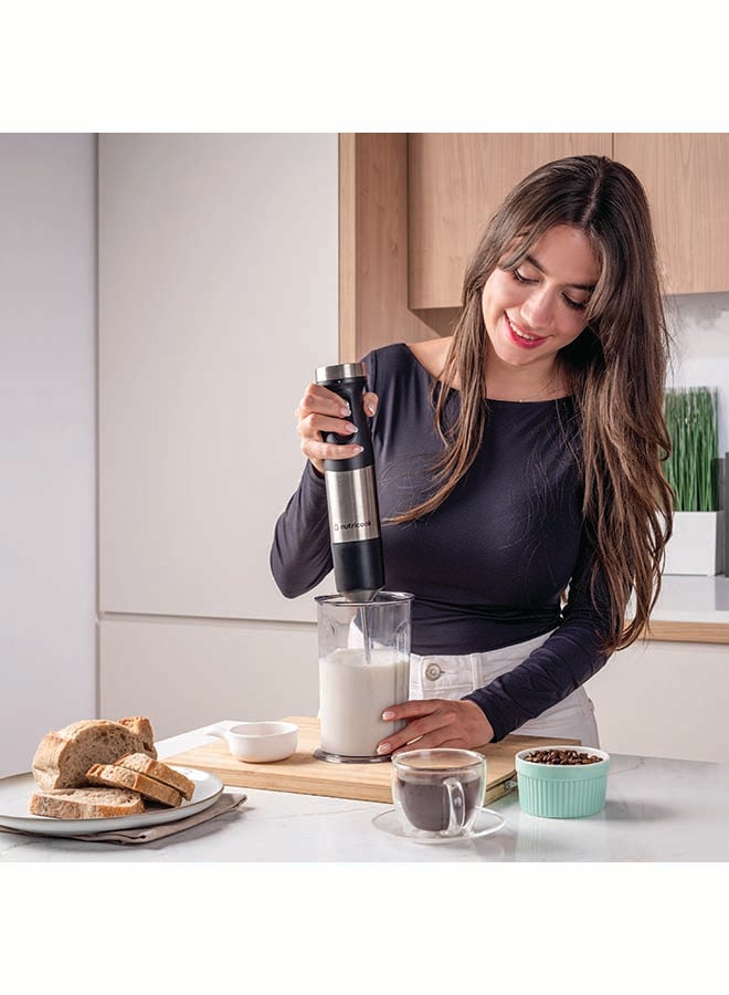 nutricook - Hand Blender 1200W DC motor with 20 variable speed, 700ml Beaker,500ml Chopping Bowl, Stainless Steel Blades, Whisk 4in1 Blend,Chop,Whisk,Froth 2-Year Warranty HB100ME Stainless Steel - Image 1