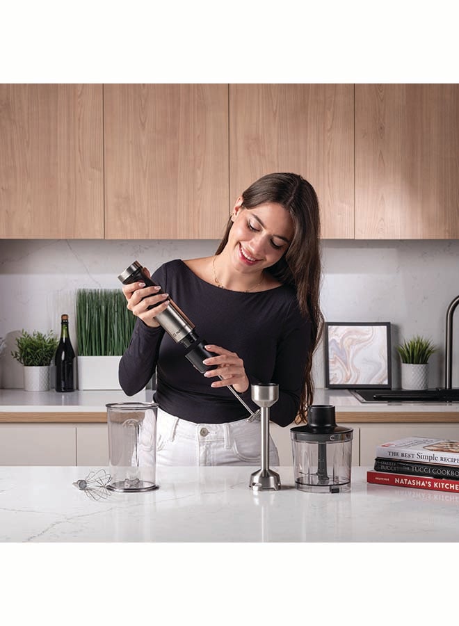nutricook - Hand Blender 1200W DC motor with 20 variable speed, 700ml Beaker,500ml Chopping Bowl, Stainless Steel Blades, Whisk 4in1 Blend,Chop,Whisk,Froth 2-Year Warranty HB100ME Stainless Steel - Image 1