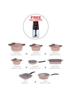 Artisan Granite Set of 21 + Free Gift Mienta Mini Chopper Rose