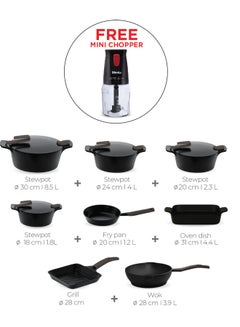 Artisan Granite Set of 21 + Free Gift Mienta Mini Chopper Black