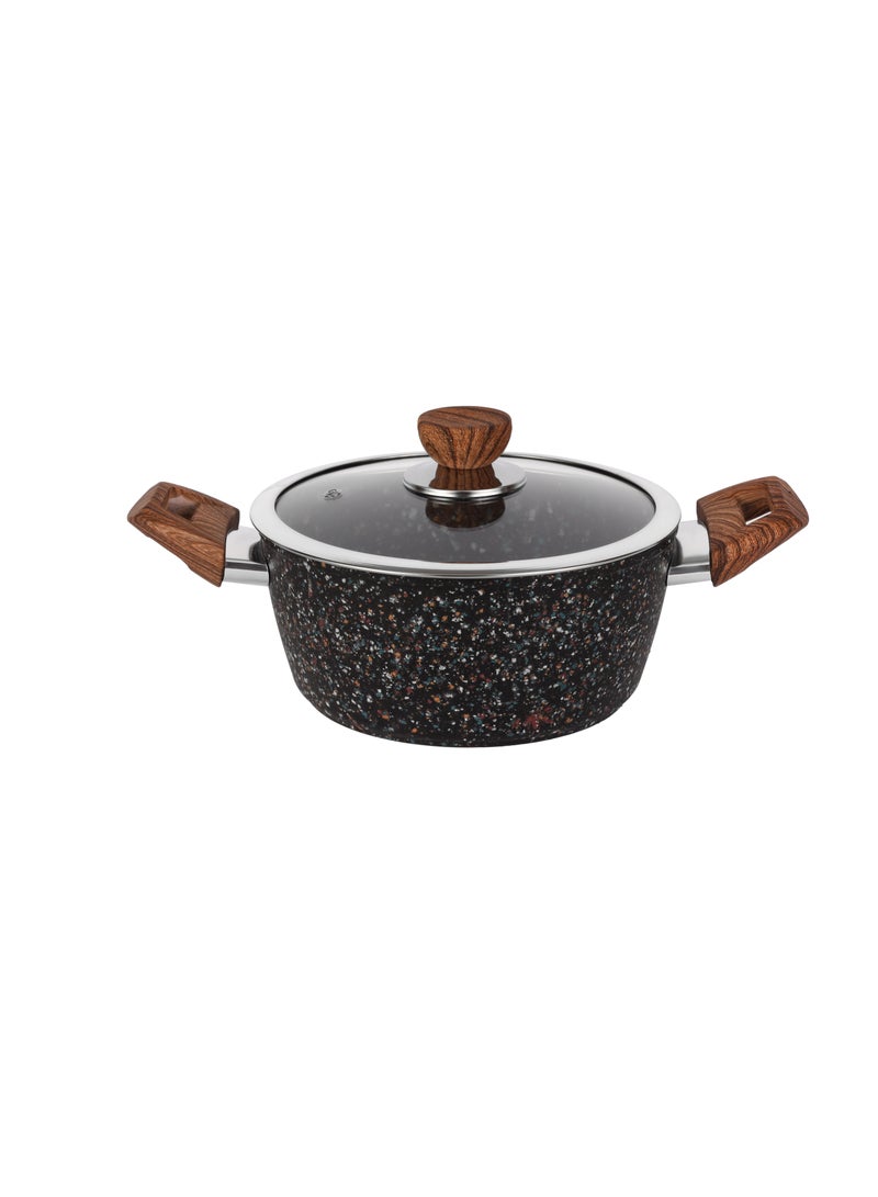 رويال فورد Royalford 20 cm Multistone Casserole- RF12015/ Non-Stick Forged Aluminium Cookware with Granite Coating, Compatible with Induction, Hot Plate, Halogen, Ceramic, Gas Cooktops/ with Glass Lid Multicolor 20cm - Image 2