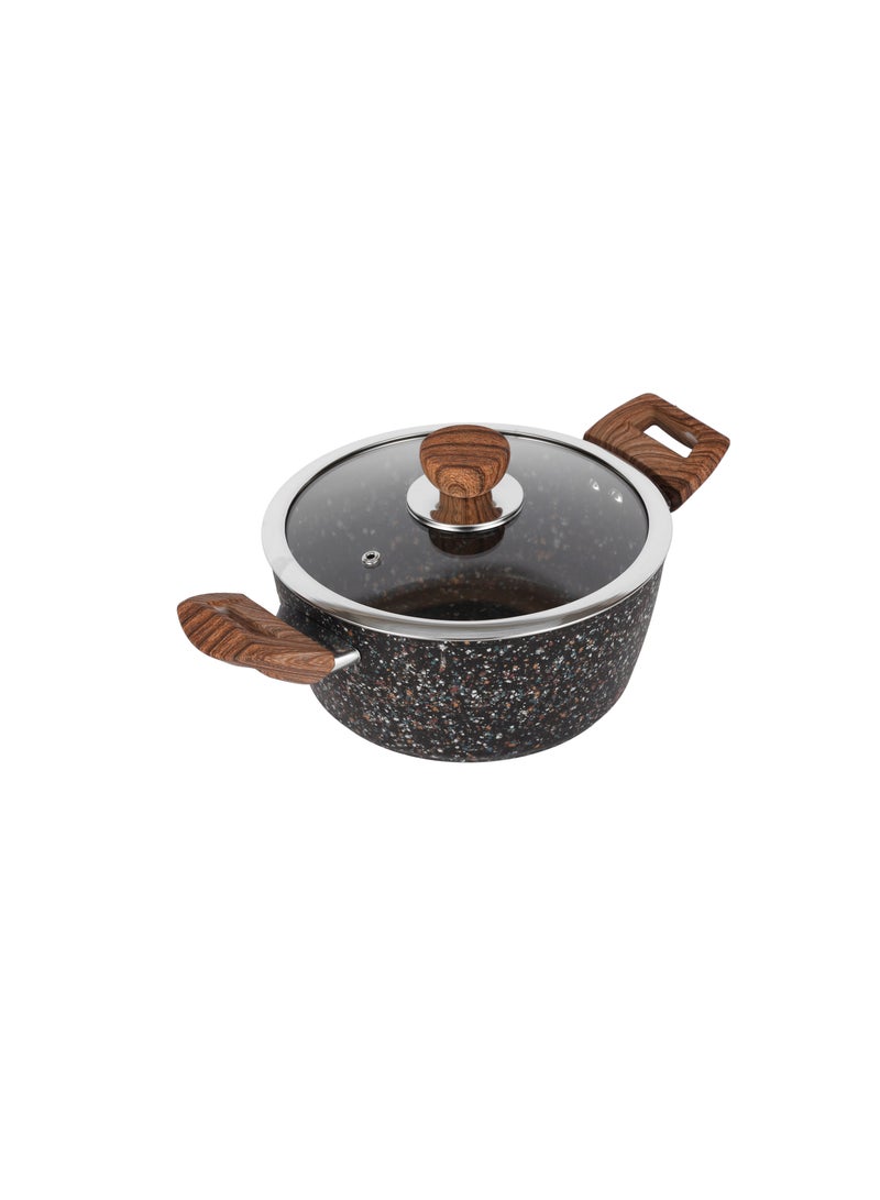 رويال فورد Royalford 20 cm Multistone Casserole- RF12015/ Non-Stick Forged Aluminium Cookware with Granite Coating, Compatible with Induction, Hot Plate, Halogen, Ceramic, Gas Cooktops/ with Glass Lid Multicolor 20cm - Image 3