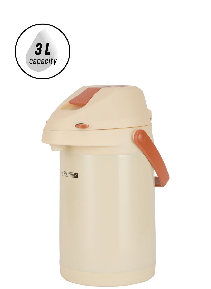 رويال فورد Royalford 3.0 L Airpot Flask- RF12148/ 360-Degree Rotating Base, Asbestos-Free Glass Inner/ Keeps the Drink Hot for 18 Hour and Cold for 24 Hours Multicolor  - Image 1