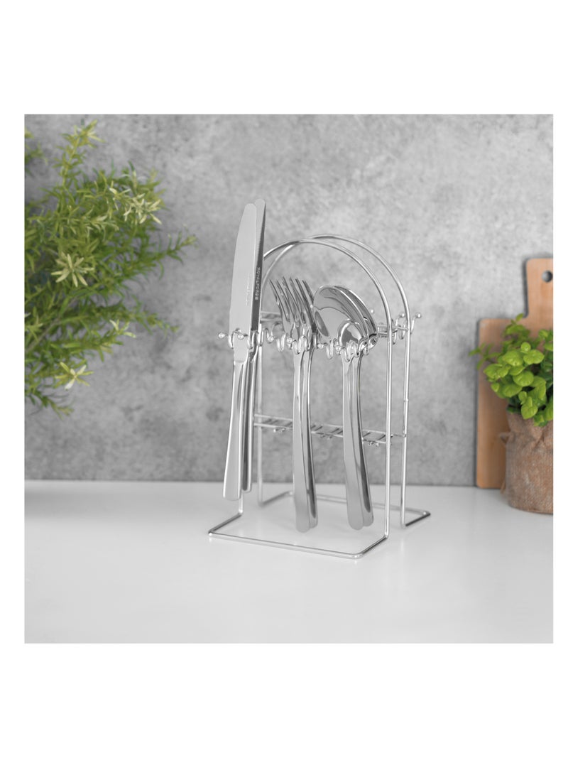Royalford Royalford S S Prima Cutlery Set- RF12463/ 24 Pieces Spoons Set, Includes 6 Table Knives, 6 Forks, 6 Tablespoons, 6 Teaspoons/ Stylish and Light-Weight, 100% Food-Grade Silver  - Image 2