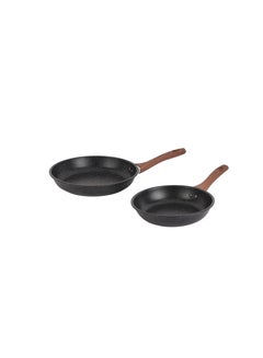 Royalford Royalford 2 Piece Frypan Set- RF12598/ 22 cm and 26 cm, Strong Carbon Steel Body with Nonstick Marble Coating and Heat Resistant Handle/ Compatible with Hot Plate  - Image 1