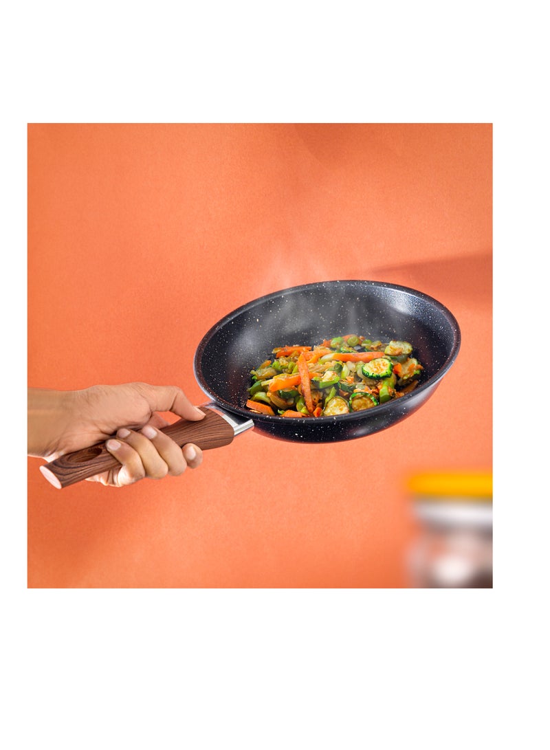 Royalford Royalford 2 Piece Frypan Set- RF12598/ 22 cm and 26 cm, Strong Carbon Steel Body with Nonstick Marble Coating and Heat Resistant Handle/ Compatible with Hot Plate  - Image 3